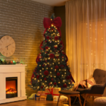 7.5 FT Artificial Christmas Tree with DIY 300 Warm White LED Lights, Hinged Xmas Pine Tree with Giant Bowknot and Red Ball Ornaments for Holiday Party Office Home, Dark Green Tree & Red Decor - Image 14