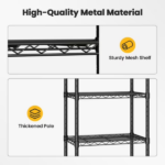4 Tier Heavy Duty Adjustable Wire Shelving with Wheels, Storage Racks for Garage Kitchen Pantry Laundry Office, Easy Assembly, 23"D x 13"W x 48"H (Shipment from Walmart) - Image 2