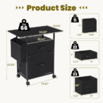 File Cabinets, Storage Cabinets for Hanging Files Letter/Legal/F4/A4 Size, Black - Image 2