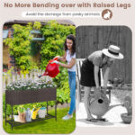 Brown PE Rattan Elevated Planter with Lower Shelf, 101.6×30.48×71.12cm Raised Garden Bed with Drainage - Image 2