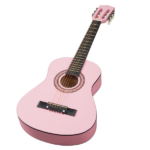Light pink 30-inch Round Acoustic Guitar with Picks, Strings, Capo, Case, Tuner, and Strap
