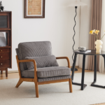 Low Arm Accent Chair - Light Gray Corduroy Upholstered Indoor Lounge Chair, Compact Single Seater with Sturdy Frame (330LBS Weight Capacity) - Image 31