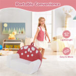 Pink + Beige Kids Sofa, Soft Teddy Fleece Foam Couch with Carry Handle & Removable Machine-Washable Cover - Image 6