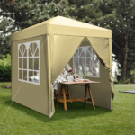 6.5X6.5FT Two Doors & Two Windows Practical Waterproof Right-Angle Folding Tent Khaki Color - Image 14