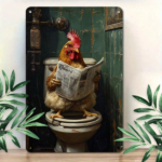 CIFbuy 1pc Vintage Tin Sign Humorous Rooster On Toilet" Reading Newspaper, 8x12in Aluminum Metal Wall Art, Metal Wall Art, Pre-Drilled Funny Garage Home On ToilikTok, On ToilikTok, t Self-pickup Logiopics - Image 5