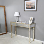 Three Drawers Mirror Table Dressing Table Console Table - Image 33