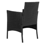 2pcs Arm Chairs 1pc Love Seat & Tempered Glass Coffee Table Rattan Sofa Set Black - Image 9