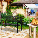 50" Iron Outdoor Courtyard Decoration Park Leisure Bench - Image 4