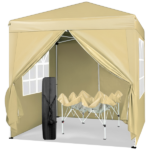 6.5X6.5FT Two Doors & Two Windows Practical Waterproof Right-Angle Folding Tent Khaki Color - Image 4