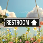 CIFbuy Rustic Wooden Bathroom Sign 4x16 Inches Wall Decor Plaque For Park Community Farmhouse Home Commercial Use (TikTok, temu pick-up service) - Image 4