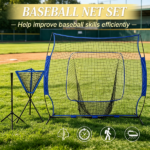 Blue Portable Baseball Net Set with 7.5x7ft Catcher Net Ball Caddy for Hitting Pitching Batting And Catching - All-in-One Sports Equipment - Image 8