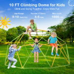 10FT Climbing Dome for Kids Jungle Gym Apply To Park Dome Climber With Swing Playground Equipment,Green - Image 5