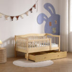 Vertical Fence Wood Painted Pine Toddler Bed with Bottom Drawer and Side Car Bed - Image 13