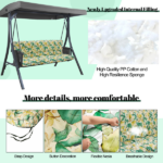 Outdoor Swing Cushions 63 Inch, Waterproof 4" Thick Porch Swing Cushion Replacement with Backrest and Ties, Comfortable 2-3 Seat Pation Swing Pad for Backyard, Garden, Lawn, Outdoor Furniture clover - Image 4