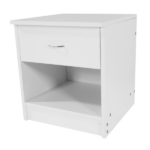 1-Drawer Bedside Table with Open Storage Space 2pcs Particleboard with Textured Melamine Surface Storage Cabinet 15.75*11.81*19.69in White - Image 12