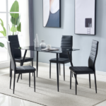 4pcs Elegant Assembled Stripping Texture High Backrest Dining Chairs Black Replace encoding 13028198-18410366 - Image 120