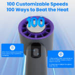 100 Speed Handheld Cooling Fan with Superconducting Ice Pack, 3000mAh Rechargeable Portable Mini Air Cooler with LCD Display for Summer Outdoor Travel - Image 12