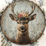 CIFbuy 1pc 8x8in Vintage Deer Head Wreath Sign, "" Deer Head Wreath Sign, Wreath Sign, 2D Flat Round Aesthetic Antler Plaque TikTok, Temu Self-pickup Logiaqics - Image 3