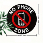 CIFbuy Vintage No Phone Zone Round Metal Sign,7.87"*7.87" 2D Flat Iron Tinplate Wall Art,Minimalist Black Red Pre-Drilled Holes 1Pcs Ru TikTok, TikTok, s Ru Self-pickup Logiopics - Image 2