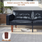 Modern PU Leather Futon Sofa with Tufted Backrest, Adjustable Reclining Couch with Wood & Metal Legs, Mid-Century Style Sofa for Living Room - Image 8