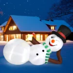 9.8 FT Lighted Christmas Inflatable Decoration, Large Inflatable Lying Snowman, Funny Blow Up Yard Decorations with Built-in LED Lights for Holiday Party Front Yard Lawn Garden Decor - Image 6