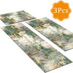 Three-piece kitchen rug set, non-slip and washable, abstract pattern kitchen hallway rug, soft and comfortable, suitable for sinks, floors, entrances, hallways and bathrooms. - Image 3