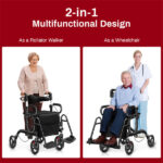 Practical Folding Rolling Walker Transport Wheelchair - Image 2