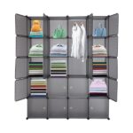 20 Cube Organizer Stackable Plastic Cube Storage Shelves Design Multifunctional Modular Closet Cabinet with Hanging Rod Gray - Image 12