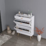 Shoe Cabinet, 16 Pair Shoe Rack Storage Organizer with 2 Flip Drawers, White Entryway Shoe Storage Cabinet for Heels, Boots, Slippers (White) - Image 4