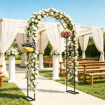 8 ft Black Steel Garden Arbor Trellis – Large Base Arch Stand for Backyard Garden & Wedding Entrance - Image 6