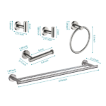 5 Piece Bathroom Towel Rack Set Wall Mount - Image 2