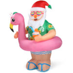 5.9 FT Lighted Christmas Inflatable Decoration, Inflatable Hawaii Santa Claus Outdoor Decoration, Funny Blow Up Yard Decorations with Built-in LED Lights for Holiday Party Front Yard Lawn Garden Decor - Image 4