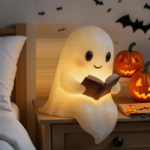 Cute Ghost Reading Book Lamp Halloween Gifts Light Up Ghost Statue Night Light Ghost Warm Lighted Indoor Figurine House Mantel Decor for Home Party Bedroom Shelf Table (6 inch) - Image 3