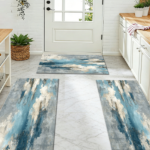 Three-piece kitchen rug set, non-slip and washable, abstract pattern kitchen hallway rug, soft and comfortable, suitable for sinks, floors, entrances, hallways and bathrooms. - Image 9
