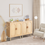 Modern Rattan Shoe Storage Cabinet with Double Doors and Adjustable Shelves, Accent Cabinet for Living Room, Bedroom, Hallway - Image 20