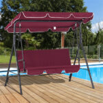 68*43*60 inch Red KD style with cushion canopy Iron Oxford cloth 250kg Iron swing set - Image 12