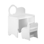 Kids Vanity Table with Mirror and Chair, Wooden Children's Dressing Makeup Desk with Storage Shelves, Study and Activity Table for Girls and Boys, Playroom Bedroom Furniture - White - Image 16