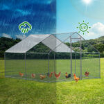 10 x 10 ft Large Metal Chicken Coop, Walk-in Poultry Cage Chicken Hen Run House with Waterproof Cover, Rabbits Cats Dogs Farm Pen for Outdoor Backyard Farm Garden SAME AS09877689 - Image 11