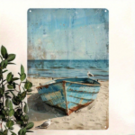 CIFbuy Vintage Blue Boat & Seagulls Metal Wall Art, 12x" 12x8 Inch Rustic Coastal Decor, Waterproof Rustproof Iron Sign, Rustproof Iron Sign, Ocean Beach Scene W Wall Art, ikTok, Wall Art, ikTok, t Self-pickup Logiopics - Image 5