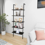 5-layer wall-mounted household steel-wood shelf, density board, iron frame, 61*30.5*182.88cm, black walnut color board, black frame - Image 14