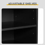 Shoe cabinet with 2 doors, 5 open compartments, and a tabletop with a back panel; made of MDF; 116*35.5*107cm; black - Image 7