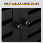 Shoe cabinet with 2 doors, 5 open compartments, and a tabletop with a back panel; made of MDF; 116*35.5*107cm; black - Image 8
