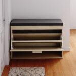 Rattan Shoe Rack, Hallway Shoe Bench, Shoe Cabinet with Flip-Drawer and Seat Cushion - Image 5