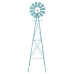 8FT Weather Resistant Yard Garden Windmill Blue - Image 2