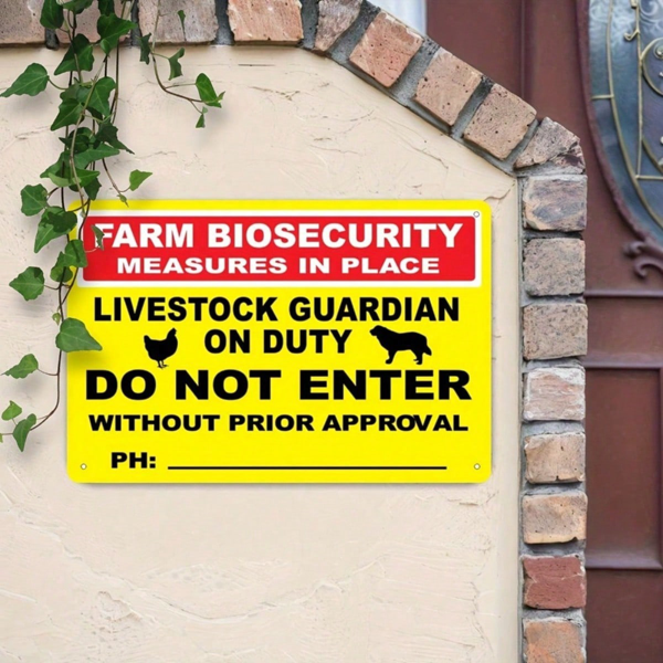 dc182482-0b09-4648-8bbf-b46c2dd5e0e2.png CIFbuy 1pc Vale Farm Biosecurity Livestock Guardian Metal Sign, Caution Danger Safety Warning Notice, Safety Warning Notice, Unframed 8x12In 20x30Cm LiikTok, LiikTok, ng Notice Self- Sckup LogiopCm - Image 1