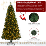 Replace 27794076 FCH 7ft 1100 Branches PVC Material DIY 200 Lights Warm Color 8 Modes Christmas Tree Green - Image 9