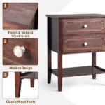 Wood Nightstand End Side Table with 2 Drawer for Living Room, Bedroom - Image 4