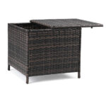 Outdoor PE Wicker Side Table with Storage, Patio Rattan End Table Square Container for Furniture Covers, Toys and Gardening Tools, Brown - Image 8