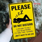 CIFbuy Vintage Please Zzz Do Not Disturb Metal Sign 8x12 Inch, Rustic Yellow Black Sleeping Woman Silhouette 2D Flat Wall Art, Durable TikTok, TikTok, ble Self-pickup Logiopics - Image 6