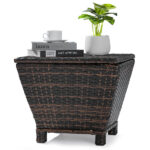 Outdoor PE Wicker Side Table with Storage, Small Patio Storage Bin Container for Hose Cushion Towel, Brown SAME AS 46755449 - Image 21
